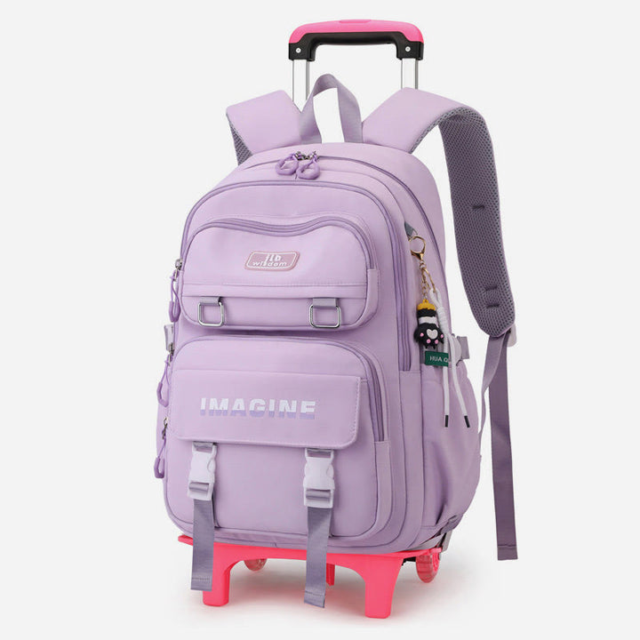 Mädchen Rollrucksack für die Schule wasserdichte Nylonräder Geldbörse