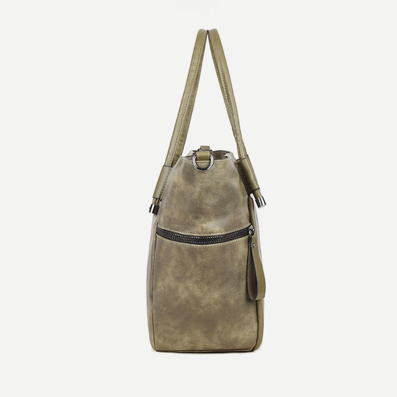 Tragetasche für Damen, Vintage, große Kapazität, Handtasche aus PU-Leder