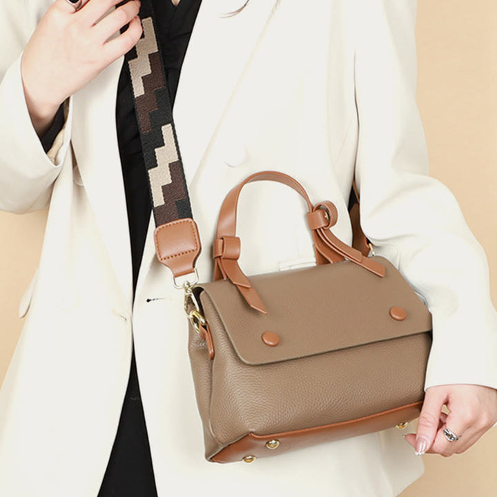 Retro-Tasche mit Henkel für Damen aus Leder mit Litschi-Muster