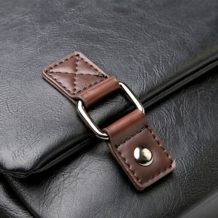Messenger Bag für Herren, wasserdichte Schultertasche aus PU mit aufgesetzter Klappe