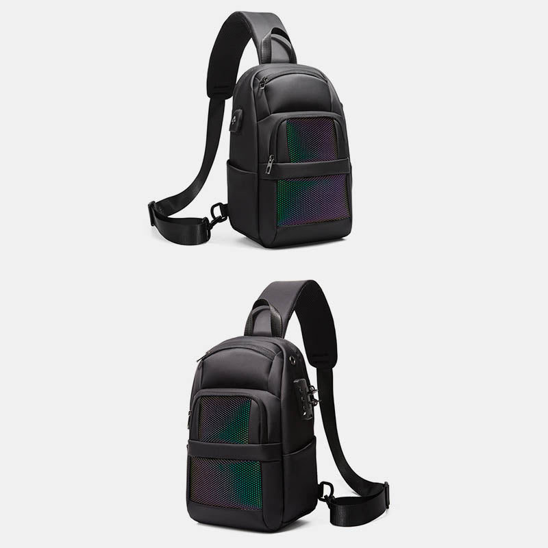 Diebstahlsichere, reflektierende Schultertasche für Herren, Ein-Schulter-Rucksack mit USB-Ladeanschluss