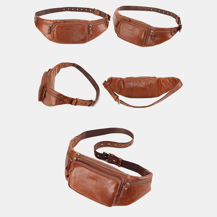 Vintage Multi-Carry Schultertasche aus echtem Leder