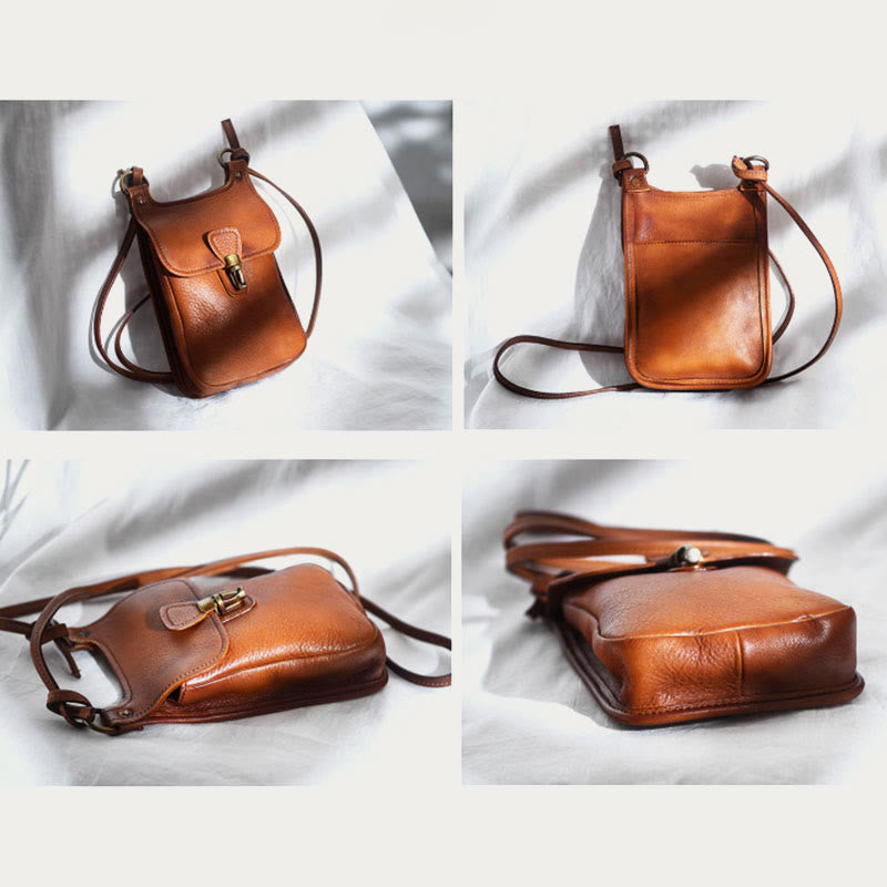 Handgemachte Umhängetasche für Frauen Mini Retro Shopping Handytasche