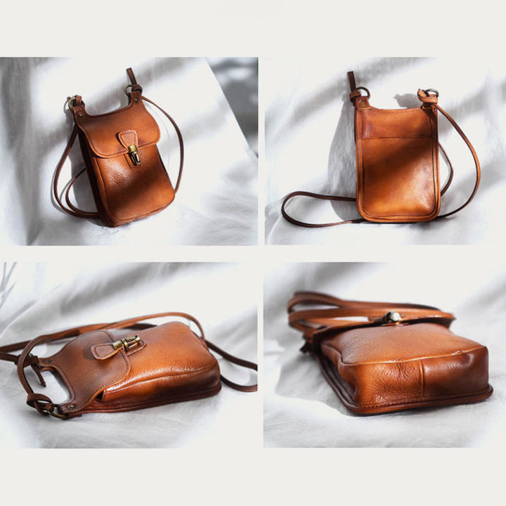 Handgemachte Umhängetasche für Frauen Mini Retro Shopping Handytasche
