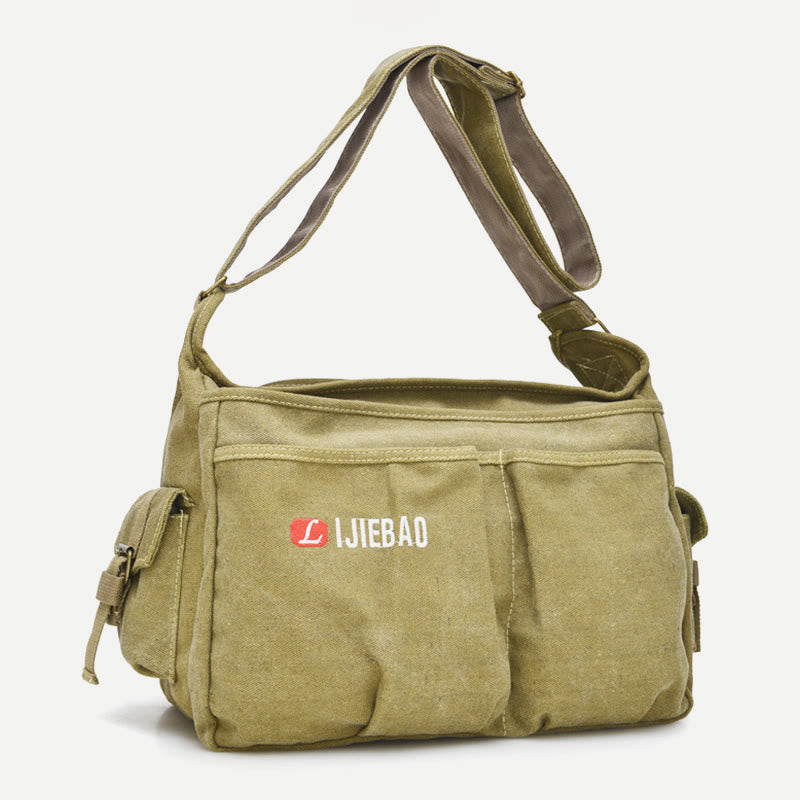 Umhängetasche für Herren, Vintage-Canvas, großes Umhängeset