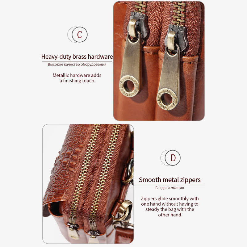 Handytasche aus Leder für Herren, langlebig, multifunktional, zum Tragen auf dem Gürtel, Hüfttasche