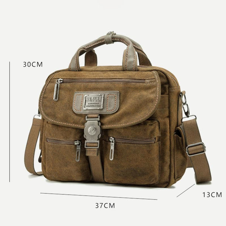 Umhängetasche für Herren, Vintage-Aktentasche aus Canvas mit großem Fassungsvermögen