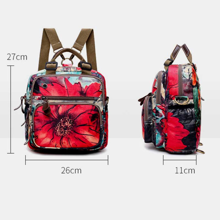 Multifunktionaler wasserdichter Rucksack mit Blumendruck, Wickeltasche mit Blumenmuster, Umhängetasche 