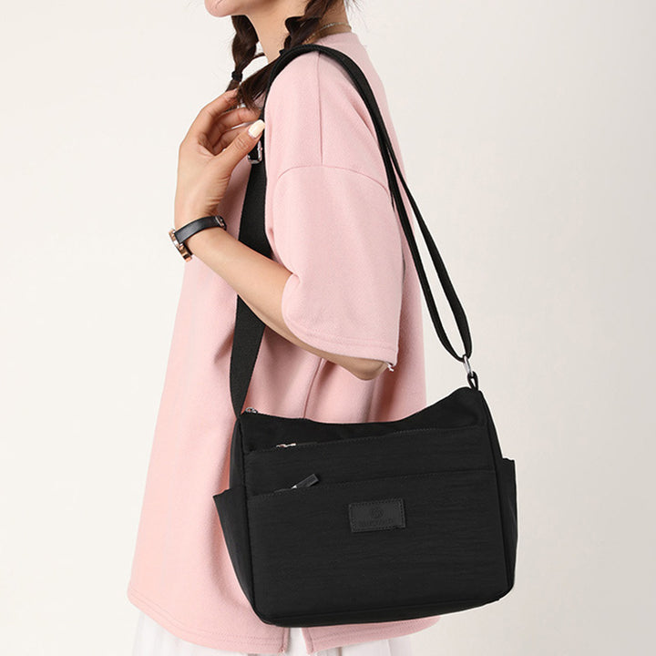 Geräumige Handtaschen mit mehreren Taschen für Damen, einfarbig, lässige Umhängetasche