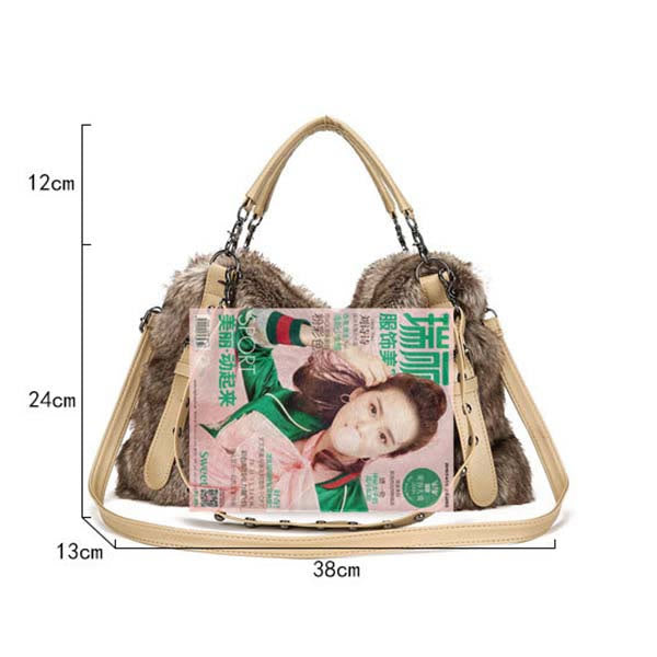 Damen Plüsch Elegante Schultertasche Tote Handtasche