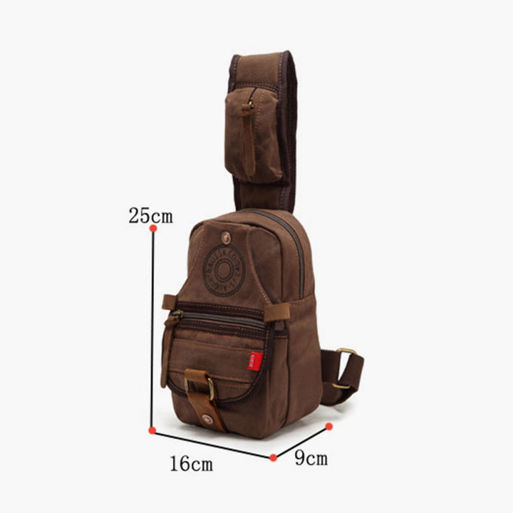 Schultertasche für Männer mit breiten Riemen, tragbarer Freizeit-Tagesrucksack aus Segeltuch