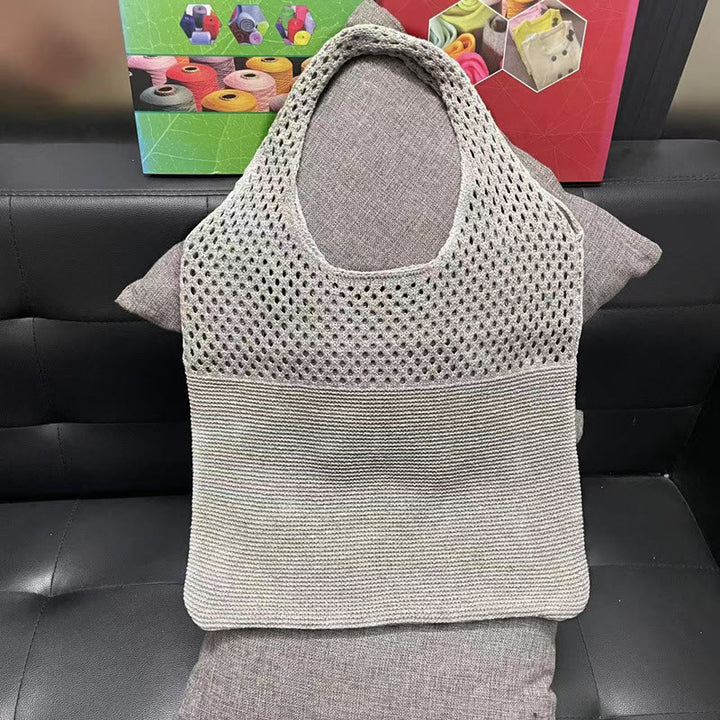 Einkaufstasche für Frauen im ethnischen Stil aus Wolle gestrickte Schultertasche