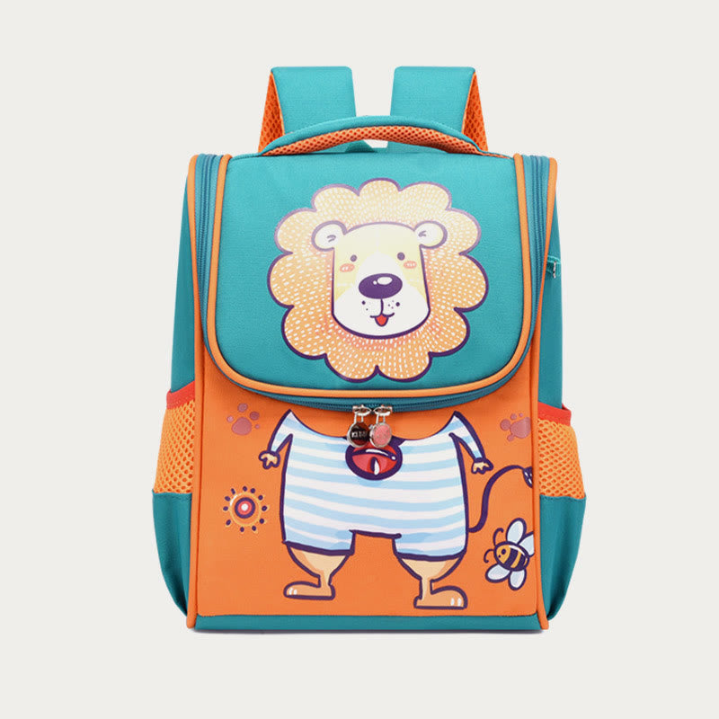 Cartoon-Rucksack für Kinder mit Tierdruck, Wirbelsäulenschutz, Schultasche