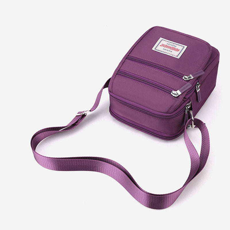 Funktionelle Damen-Geldbörse mit mehreren Taschen, einfarbiges Nylon, Umhängetasche