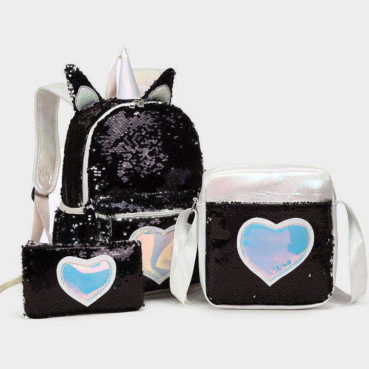 Rucksack für Schüler Pailletten Dreiteiliges Set für Grundschüler