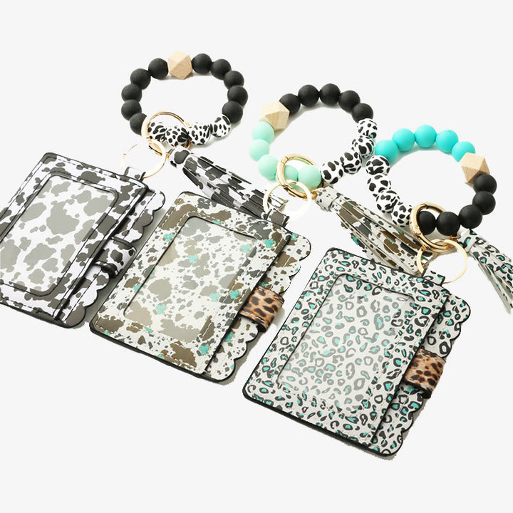Western-Kartenhalter, Silikon-Perlenarmband, Quaste, Geldbörse für Damen