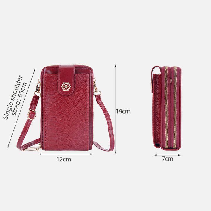 Solide Schlangenhaut-Grain-Telefontasche für Frauen Elegante Crossbody-Geldbörse