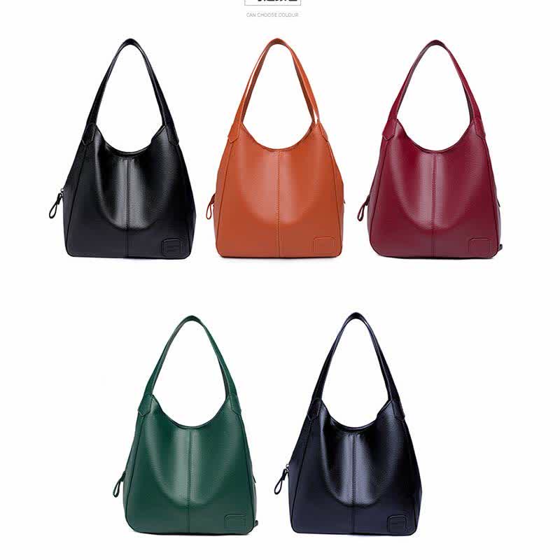 Hobo-Tasche mit drei Fächern für Damen, Schultertasche aus PU-Leder