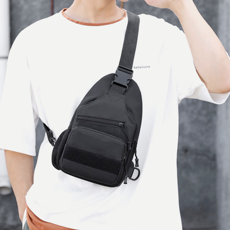 Schultertasche für Herren aus Canvas, lässig, sportlich, große Brusttasche