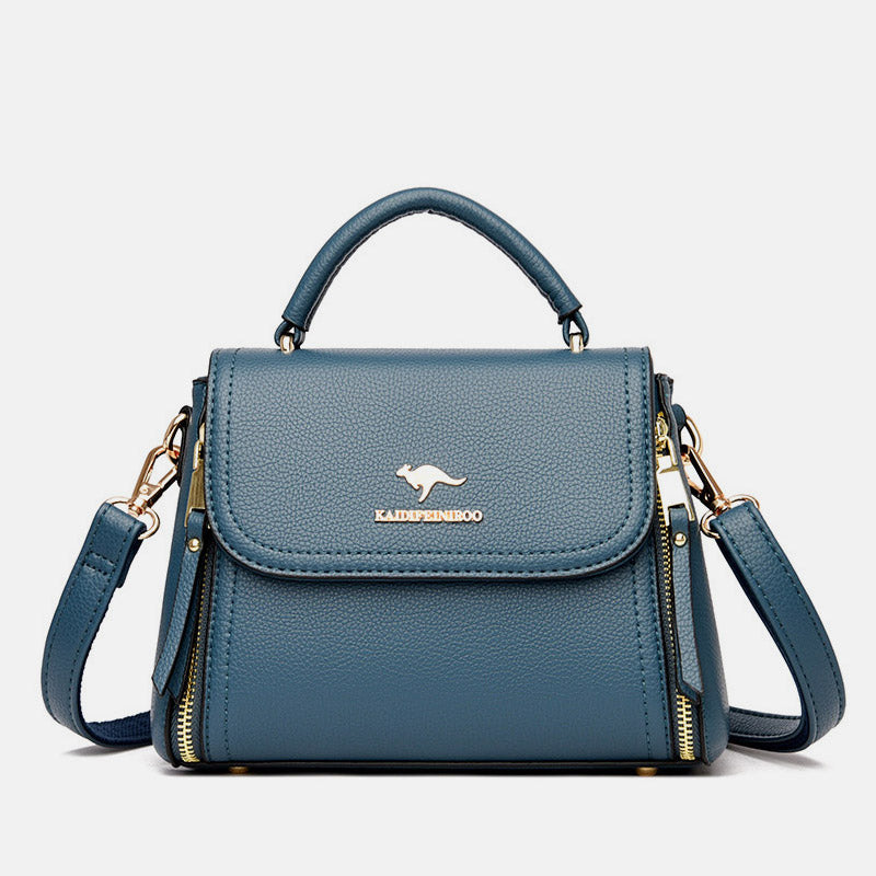 Doppelfach Top Griff Satchel Leder Umhängetasche Geldbörse Handtasche