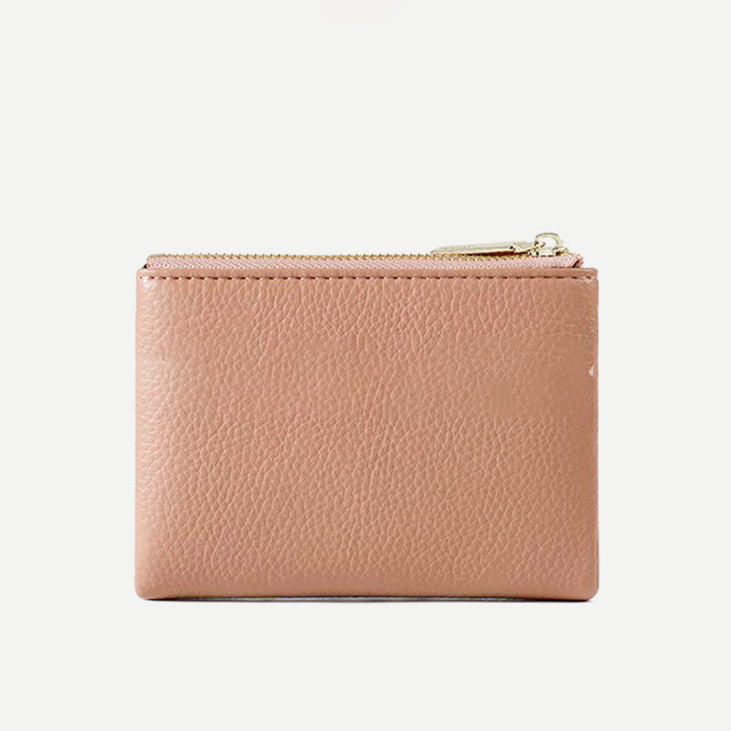 Mini-Geldbörse für Damen aus PU, zweifach gefaltet, kurze Brieftasche mit mehreren Kartenfächern
