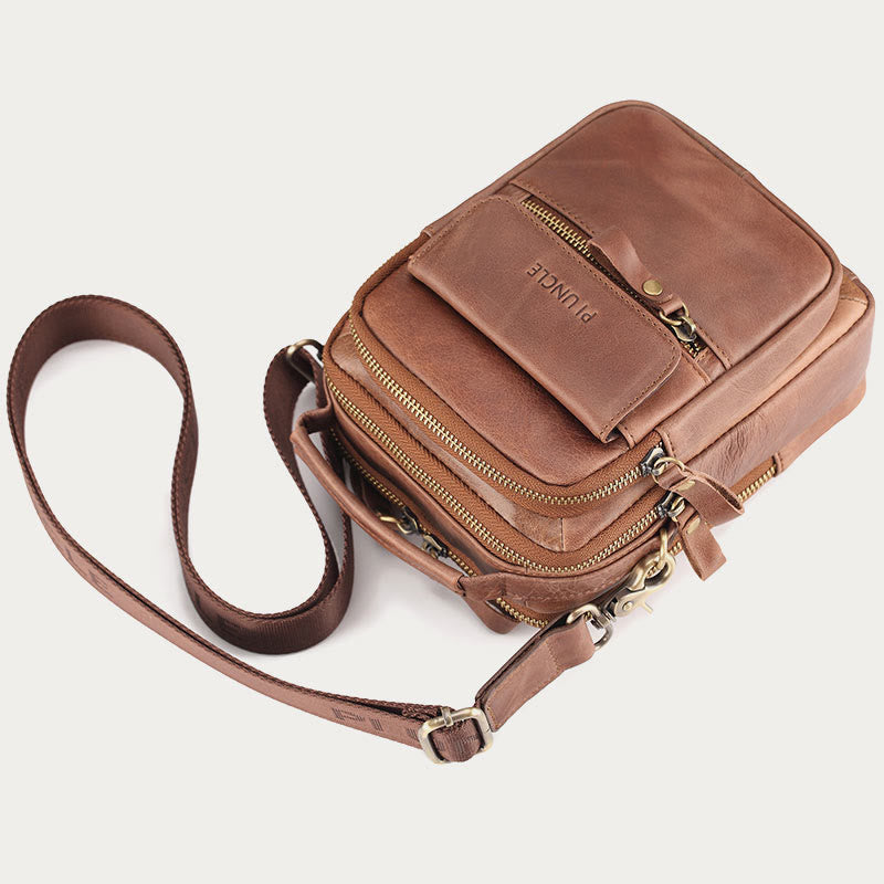 Messenger Bag für Herren, Business, kleine tragbare Umhängetasche aus Leder