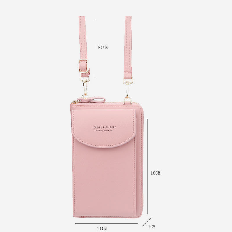 Elegante, lange Umhängetasche mit großem Fassungsvermögen und Telefonposition
