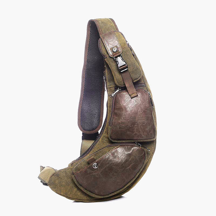 Sling Bag für Herren, sportlich, braun, Vintage-Canvas