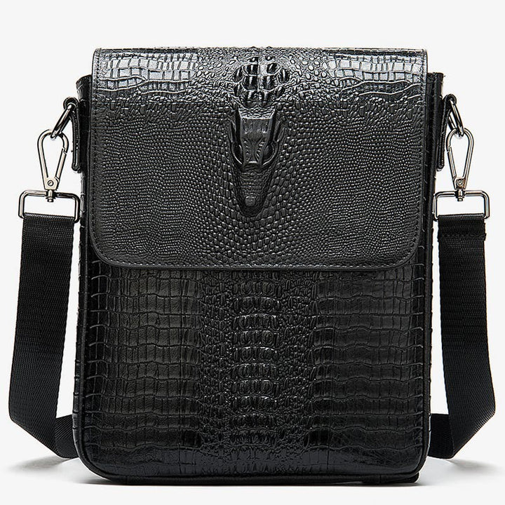 Clamshell Messenger Bag Herren Unifarben Krokodildruck Business Geldbörse