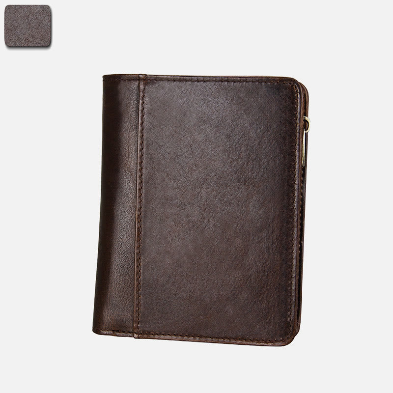 Brieftasche Für Männer Kurze Anti-Diebstahl Echtes Leder Retro