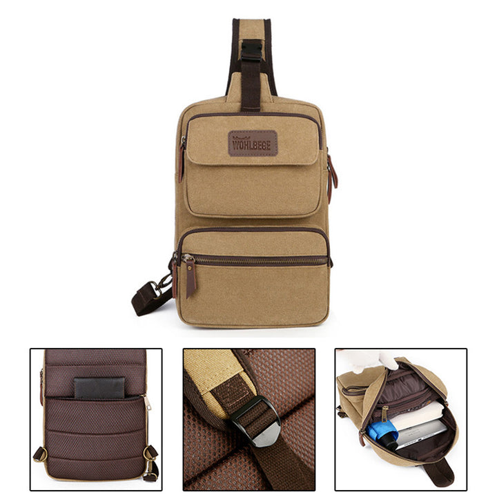 Herren Canvas Sling Bag Multi-Pocket Kratzfeste Umhängetasche