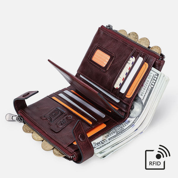 RFID-Diebstahlschutz Multifunktionale Geldbörse aus echtem Leder