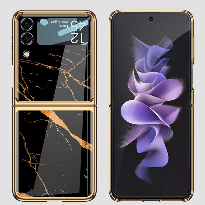 Samsung Galaxy Z Flip 3 Hülle Floral Premium Dünn Transparent Hart PC Handyhülle
