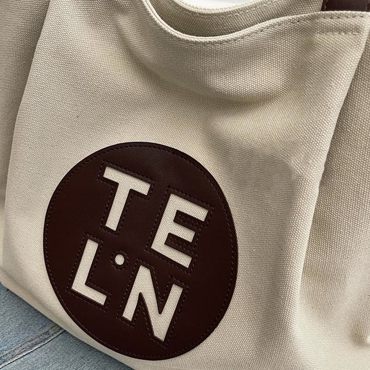 Vintage Canvas Tote Monogramm große plissierte Schultertasche für Frauen