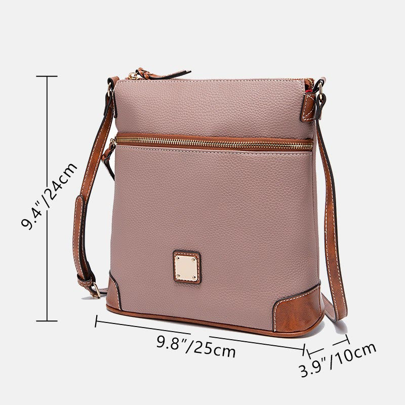 Umhängetasche für Damen, mehrfarbige Ledertasche mit Lychee-Grain-Textur