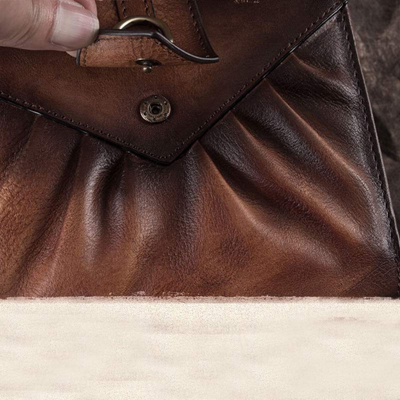Retro-Clutch-Geldbörse für Damen, echtes Leder, mit Armband, Kreditkartenhalter