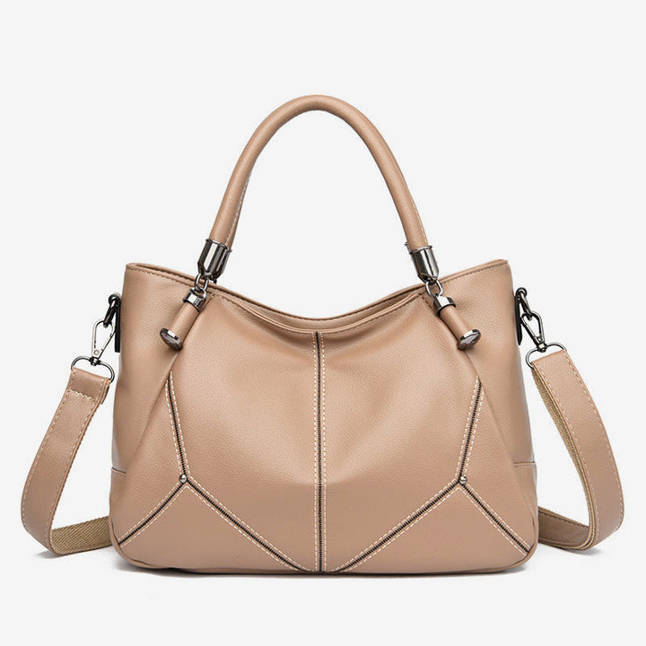 Weiche Lederhandtasche für Damen, verstellbarer breiter Riemen, minimalistische Umhängetasche