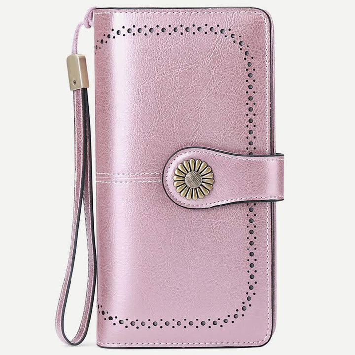 Damen RFID-blockierende Ledergeldbörse mit mehreren Steckplätzen, Kreditkartenetui, Clutch