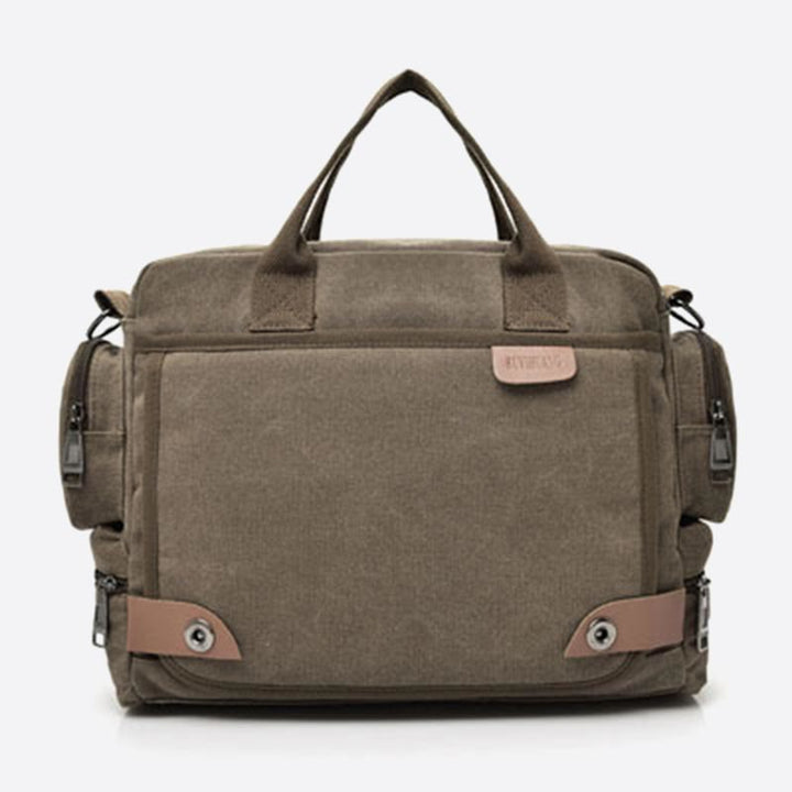 Messenger Bag für Herren, lässige Umhängetasche aus Canvas mit mehreren Taschen