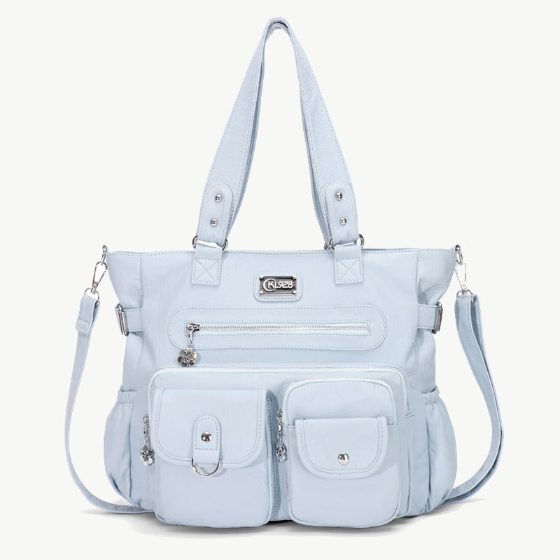 Große Umhängetasche für Damen mit mehreren Taschen und zwei Verwendungsmöglichkeiten