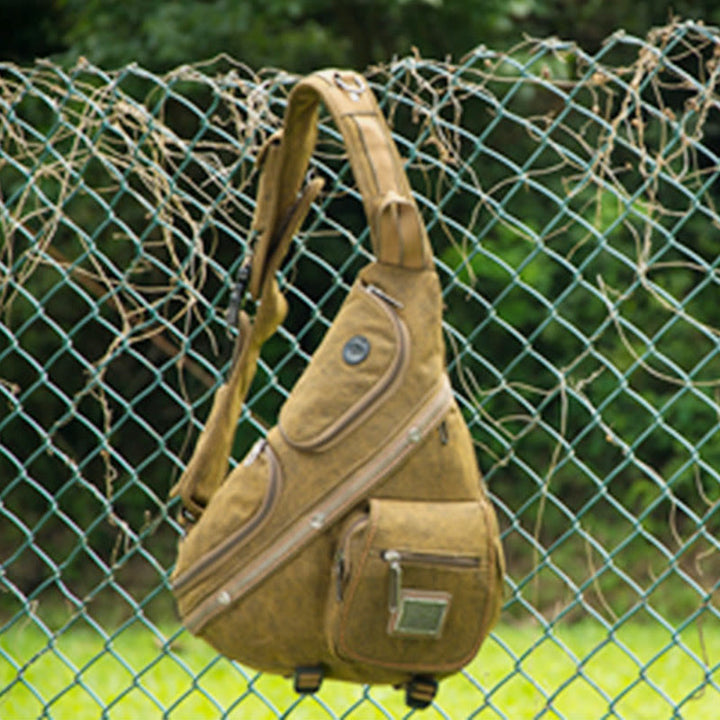 Schultertasche für Herren, multifunktionale Brusttasche aus Canvas für Freizeit und Outdoor