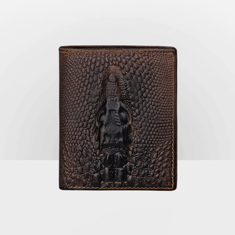 Echtes Leder Krokodil Gravur Brieftasche Retro Bifold Brieftasche