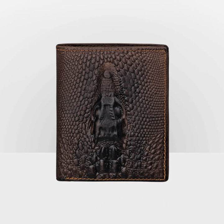 Echtes Leder Krokodil Gravur Brieftasche Retro Bifold Brieftasche