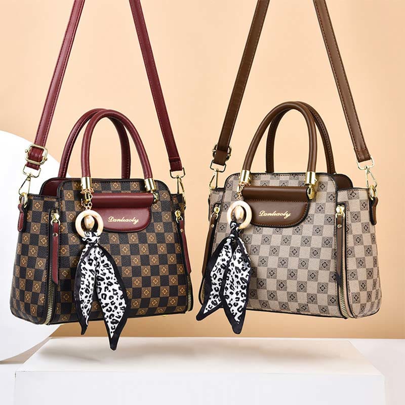 Britische Handtasche Damen Mini Seidenschal Dekor Elegante Umhängetasche