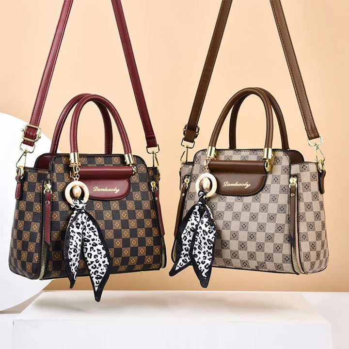 Britische Handtasche Damen Mini Seidenschal Dekor Elegante Umhängetasche
