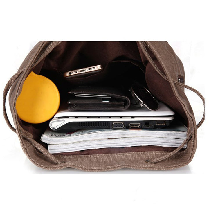 Canvas-Rucksack für Damen und Mädchen, Vintage-Stil, mit Kordelzug, für die Schule, Reisen