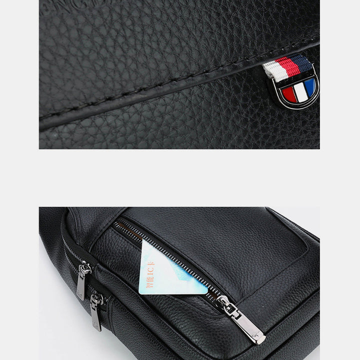 Sling Pack-Umhängetasche für Herren aus echtem Leder mit USB-Ladeanschluss