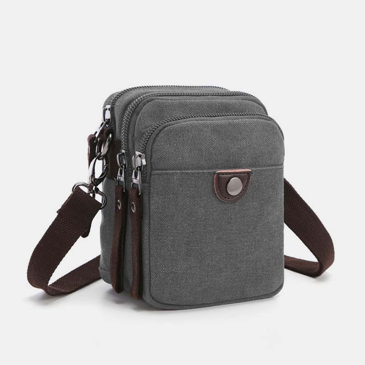 Umhängetasche aus Canvas für Herren mit mehreren Taschen und verstellbarem Schultergurt