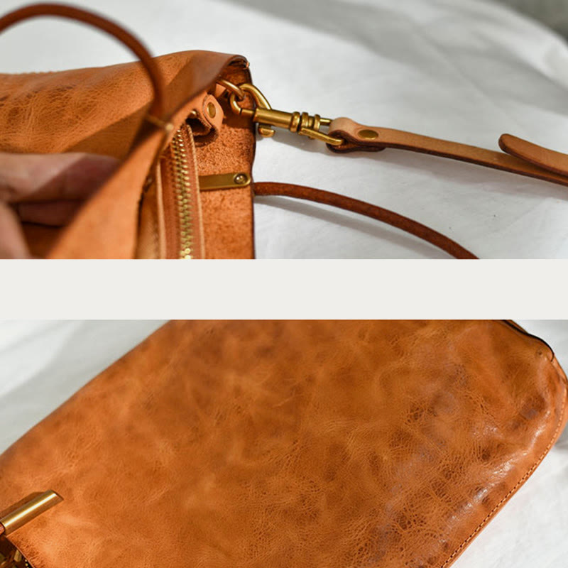 Handgemachte Umhängetasche für Frauen Retro einfache Textur Shouder Tasche