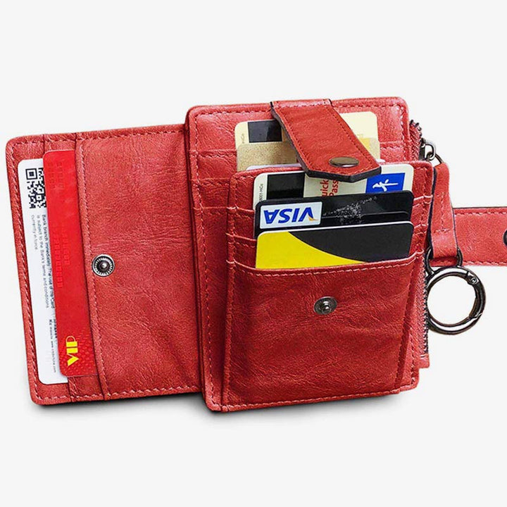Schlankes Kartenetui, Vordertasche, Geldbörse, Kreditkartenhalter für Damen, mit Schlüsselanhänger